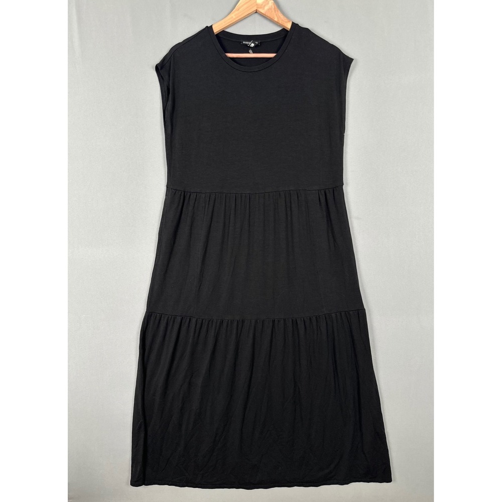 Eileen Fisher Black‎ Tencel Lyocell Tiered Maxi Dress Sleeveless XS